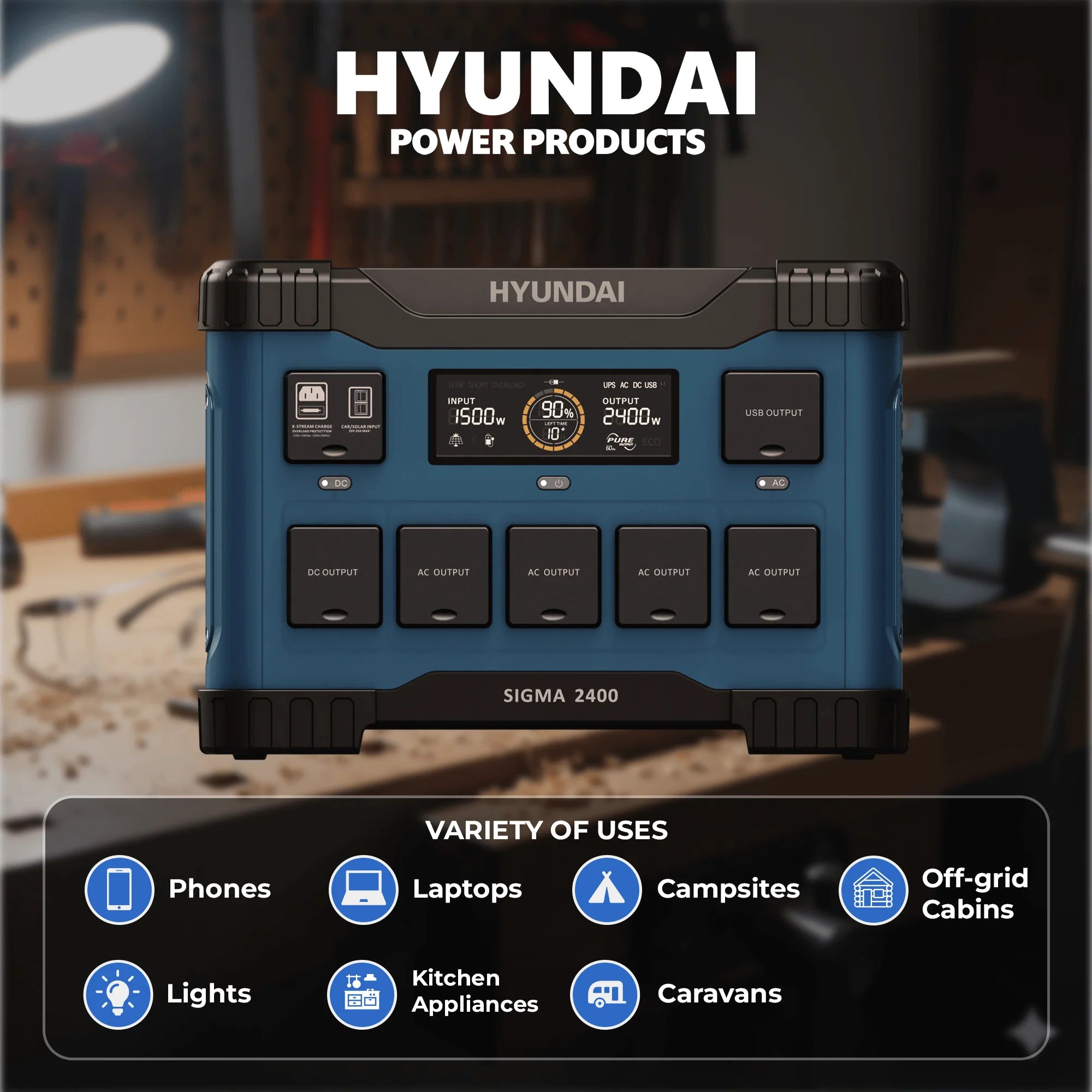 Hyundai HYPS2400 2400 Watt Portable Power Station